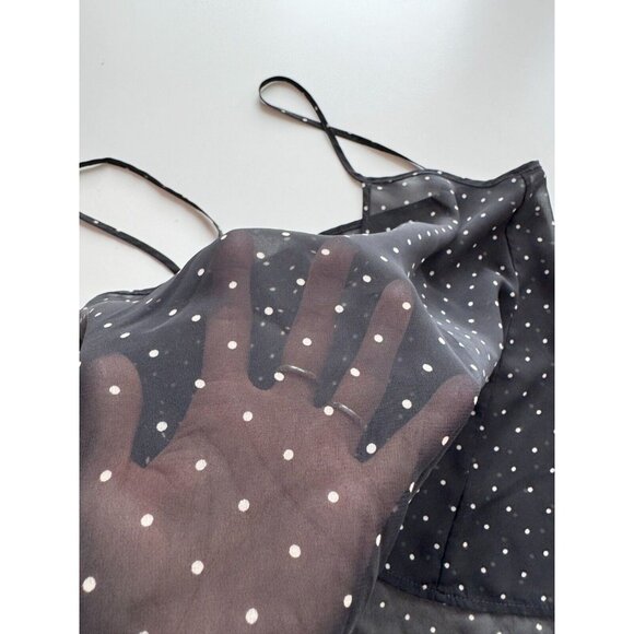 AMERICAN APPAREL Sheer Black Polka Dot Chiffon Camisole Tank Top, Size XS - Picture 7 of 10